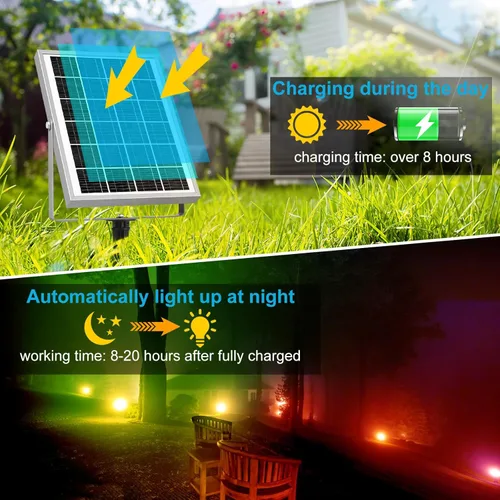 Miniatura 2 de MEIHUA Focos solares que cambian de color para exteriores, 6 en 1, iluminación solar de paisaje, focos RGB con control remoto, IP66, luces solares