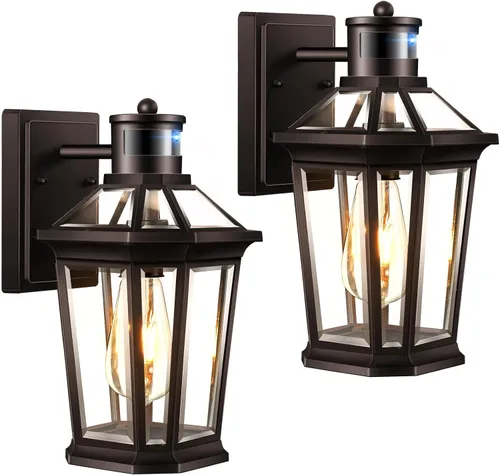Miniatura 14 de VIANIS Luces exteriores grandes con sensor de movimiento negro, rango de detección ajustable, accesorios de iluminación exterior de aluminio