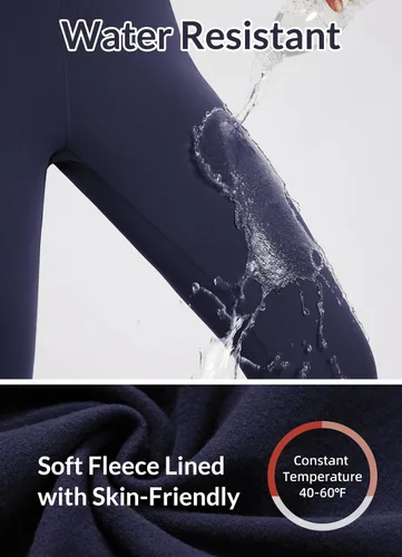 Miniatura 31 de baleaf Leggings con forro polar para mujer, impermeables, pantalones de senderismo de invierno, mallas térmicas para correr, bolsillos