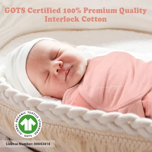 Miniatura 3 de Sacos de dormir para recién nacidos de 0 a 3 meses, mantas para recién nacidos, bebés, niñas y niños, 100% algodón orgánico (paquete de 3)
