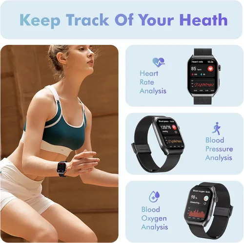 Miniatura 4 de YMS Reloj inteligente Android para mujer, 2.0 pulgadas, IP68 impermeable, reloj de fitness con Bluetooth (respuesta/llamada), monitor de frecuencia