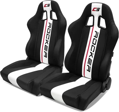 Miniatura 35 de IKON MOTORSPORTS, Asiento universal de carreras PU + cuero de carbono + gamuza, con deslizadores dobles, asiento deportivo reclinable negro