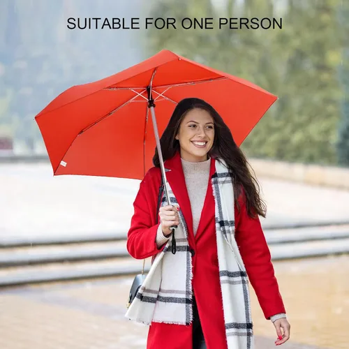 Miniatura 114 de LEAGERA Paraguas de viaje compacto para bolso, mango plano, impermeable para lluvia ligera