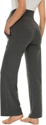 Miniatura 6 de Ecavus Pantalones de maternidad anchos y rectos para mujer, versátiles, cómodos, palazzo, elásticos, con bolsillos