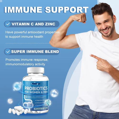 Miniatura 4 de Probióticos para mujeres y hombres para la salud digestiva con 100 mil millones de UFC, probióticos para mujeres y hombres para apoyo inmunológico