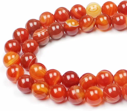 Miniatura 38 de MJDCB Cuentas sueltas redondas de jade rojo natural para hacer joyas, pulseras y collares DIY (6mm)