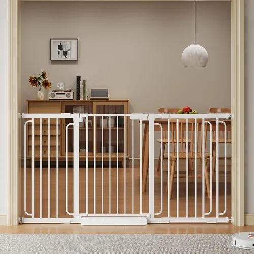 Puerta de bebé extra ancha con puerta 53.4-62 pulgadas montada a presión, puerta de seguridad para niños y bebés con cierre automático para puertas