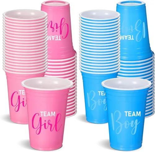 Miniatura 11 de Norme 30 vasos de plástico para revelación de género, color azul y rosa, suministros de revelación de género, equipo y niña, desechables para 16 oz