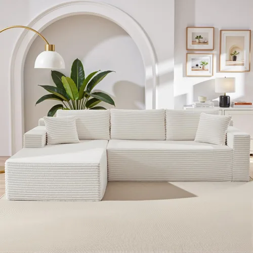 Miniatura 16 de Sofá seccional modular de 110", sofá seccional Cloud con asiento profundo, sofás tapizados sin huesos para sala de estar, sofá modular moderno