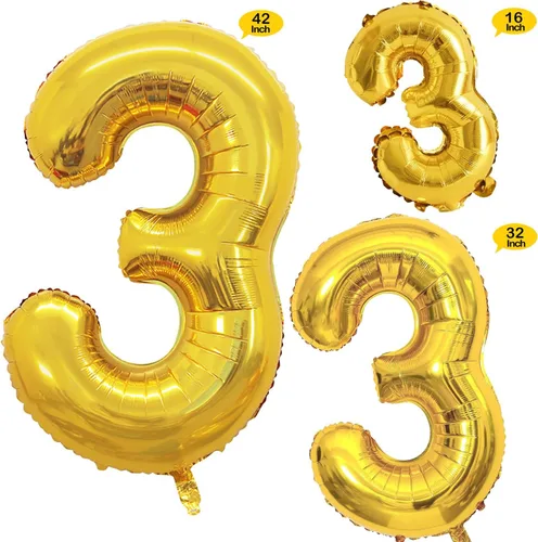 Miniatura 2 de Goer, conjunto de globos de papel aluminio para decoraciones de cumpleaños, globos de las letras de feliz cumpleaños y de números Oro