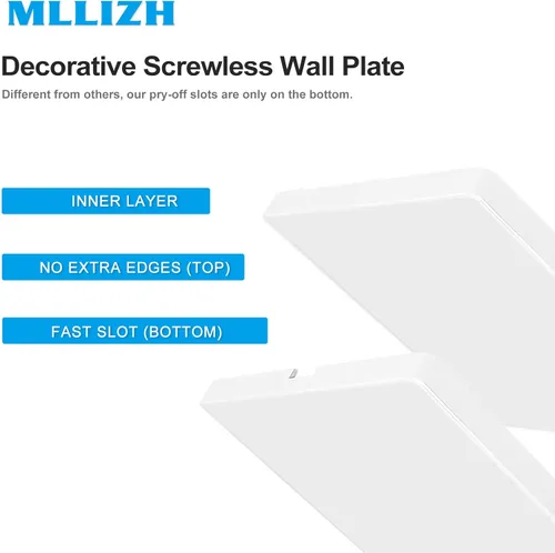 Miniatura 2 de Placas decorativas de pared sin tornillos de 1 gang, cubierta de placa frontal termoplástica irrompible de tamaño estándar para interruptor de En