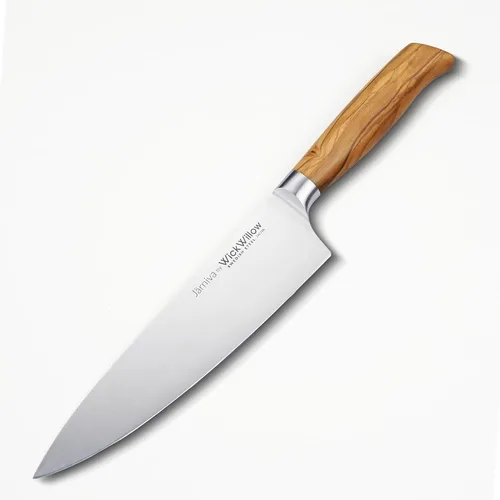 Miniatura 9 de WICKWILLOW - Cuchillo de chef de 8 pulgadas – Cuchillo de cocina de acero sueco ultra afilado con mango de madera de olivo italiano – Cuchillo