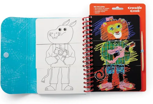 Miniatura 2 de Crocodile Creek Mix & Match Scratch Art - Libro para colorear – Edición Animal Adventure para niños a partir de 5 años 20 páginas para raspar + 20