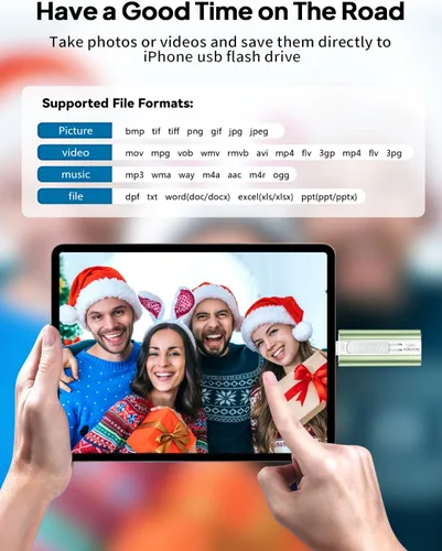 Miniatura 7 de Unidad flash de 256 GB diseñada para teléfono, memoria externa USB de almacenamiento para fotos y videos, Plug and Play, no requiere aplicación