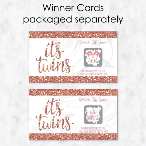 Miniatura 3 de Big Dot of Happiness It's Twin Girls - Juego de tarjetas raspar para baby shower, color rosa y oro rosa, 22