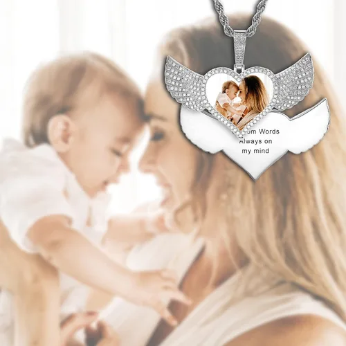 Miniatura 3 de OTXIXTO Colgante personalizado de hip hop con imagen de memoria para hombres y mujeres, grabado de imagen, texto, nombre, fecha, foto personalizada