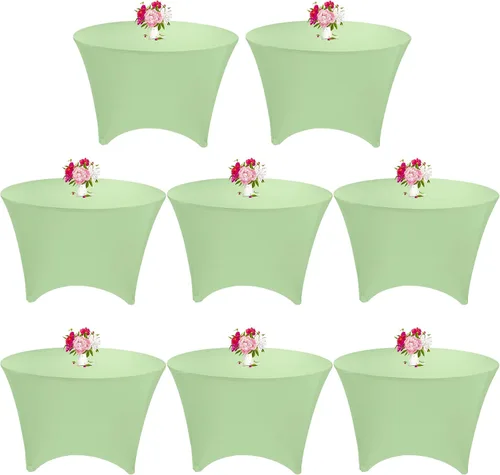 Miniatura 18 de Paquete de 8 Manteles Redondos de Spandex Beige de 5 Pies 60" Cubierta de Mesa Elástica Redonda Mantel de Mesa Redondo Lavable Resistente a Arrugas