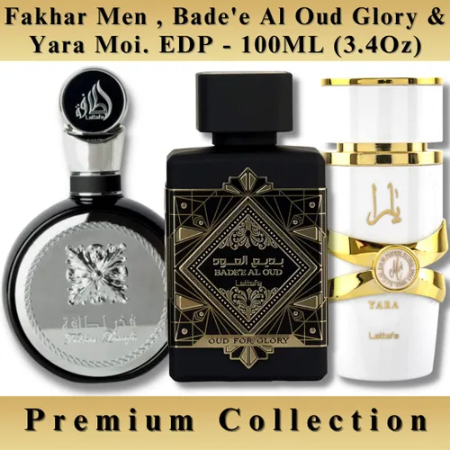 Miniatura 2 de Lattafa Perfumes para Unisex Juego de Regalo de 3 Piezas de Eau de Parfum (Bade'e Al Oud Oud For Glory + Fakhar para Hombre + Yara Moi) 3.4 oz/100