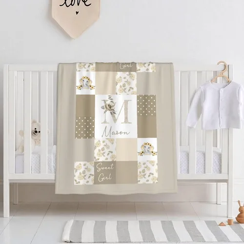 Miniatura 18 de Manta personalizada con nombre, manta personalizada de animales de bebé, regalos conmemorativos para envolver niños pequeños, cumpleaños familiar