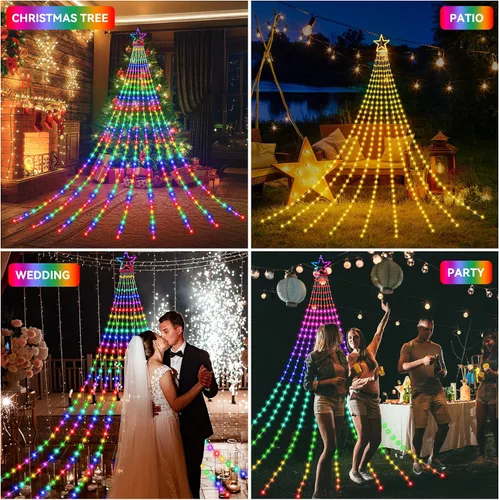 Miniatura 7 de Cadena de Luces de Navidad que Cambian de Color, 335 LED RGB con Control Remoto y Temporizador, Luces de Árbol de Navidad Impermeables