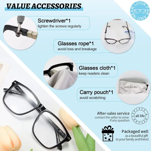 Miniatura 6 de MARE AZZURO Gafas de lectura bifocales de gran tamaño para hombre, con bloqueo de luz azul, lectores 1.0 1.25 1.5 1.75 2.0 2.25 2.5 2.75 3.0 3.5