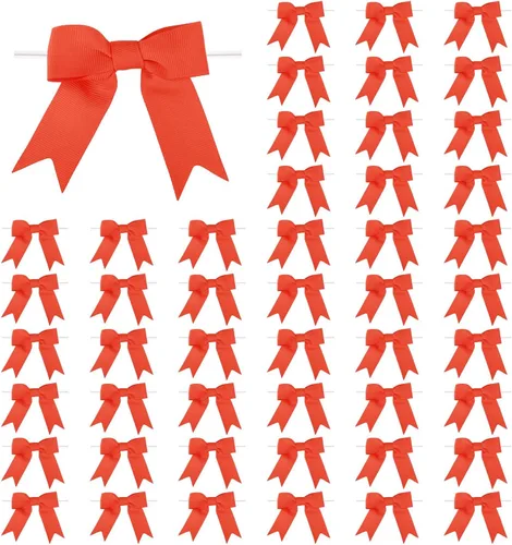 Miniatura 7 de Meseey 50 lazos de grogrén de 3 pulgadas, color gris plateado, preatados, para bolsas de golosinas, cesta de envoltura de regalo, boda, baby shower