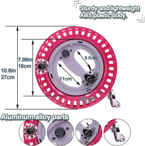 Miniatura 4 de 9KM DWLIFE Carrete de cometa profesional de 10.6 pulgadas con correa, plástico ABS y aleación de cuerda de cometa con sistema de frenos, bloqueo