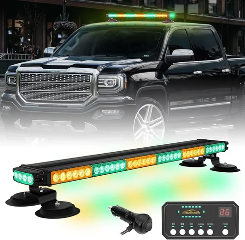 Miniatura 7 de XRIDONSEN - Barra de luz estroboscópica de techo de 28.4 pulgadas, 80 luces LED de seguridad magnéticas Luces de tráfico de doble cara