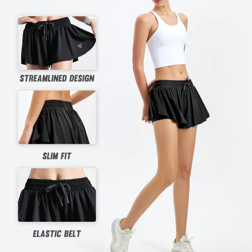 Miniatura 3 de Pantalones cortos de mariposa fluidos para mujer atléticos gimnasio entrenamiento correr Kiki Kona pantalones cortos cómodos de verano