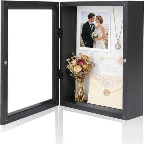 Miniatura 26 de Muzilife Marco de Fotos Caja de Sombra de 11 x 11 pulgadas - Vitrina Cuadrada de Madera y Vidrio con Interior Profundo de 2.16 pulgadas, Lista