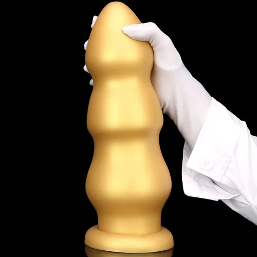 Miniatura 3 de Enchufe anal de cuentas anales gruesas doradas, consoladores de silicona líquida flexible, tapón anal vaginal de próstata para masaje, estimulación