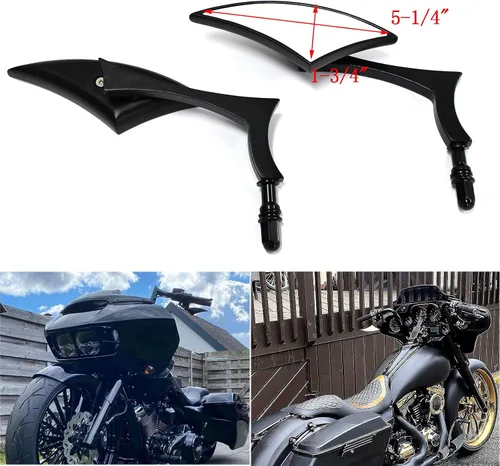 Miniatura 5 de Espejos deportivos de motocicleta negros para Harley Road King Street Electra Glide Road Glide Dyna Softail retrovisor 1982-2018 2019 2020