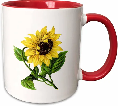 Miniatura 9 de 3dRose Taza azul de dos tonos de girasol vintage gigante de 11 oz