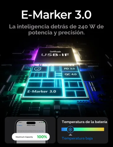 Miniatura 4 de LISEN Cable USB C, 10 pies/paquete de 2 unidades/medianoche
