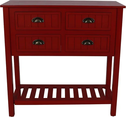 Miniatura 11 de Bailey Bead Board Mesa consola de madera con cuatro cajones con estante, acabado blanco antiguo