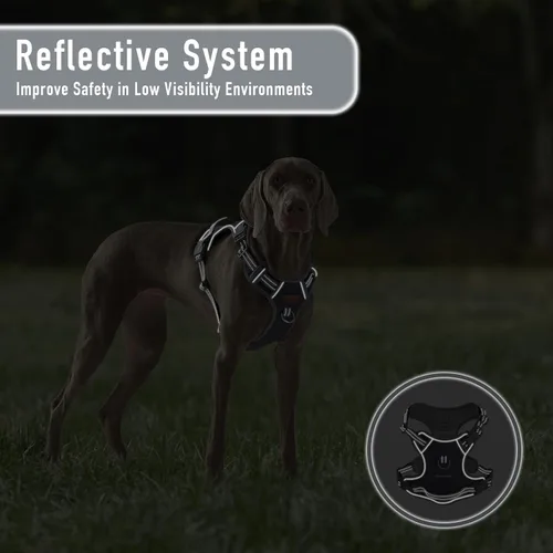 Miniatura 6 de Arnés para perro sin tirones para perros medianos, chaleco reflectante ajustable con asa, para entrenamiento, senderismo, caminar, chaleco gris a