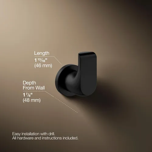 Miniatura 4 de Kohler 97499-BL Avid - Gancho para bata, color negro mate