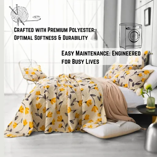 Miniatura 2 de DaDa Bedding - Juego de colcha acolchada con diseño floral botánico de flores amarillas y doradas, diseño de tulipanes de primavera, bordes