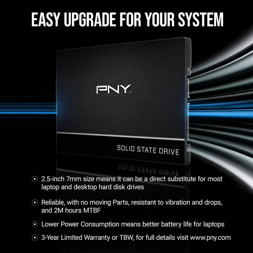 Miniatura 5 de PNY CS900 - Unidad interna de estado sólido (SSD) de 1 TB 3D NAND 2.5 pulgadas SATA III, (SSD7CS900-1TB-RB)