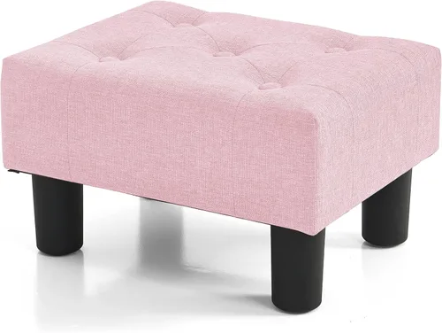 Miniatura 33 de BRIAN & DANY Taburete pequeño para pies, taburetes de lino con patas, reposapiés pequeño estable para sala de estar, beige