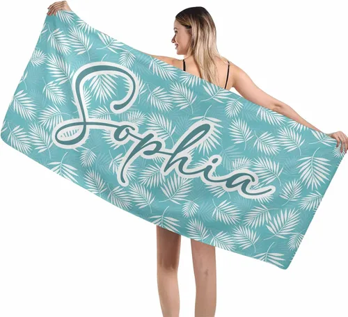 Miniatura 20 de MyPupSocks Toallas de playa para niñas, toallas personalizadas de teñido anudado con nombres para niños y adultos, toallas de playa personalizadas
