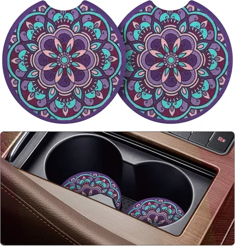 Miniatura 9 de tifanso Portavasos para automóvil, paquete de 2 posavasos para portavasos de automóvil, lindos accesorios de vehículo para mujeres y niñas (orquídea)