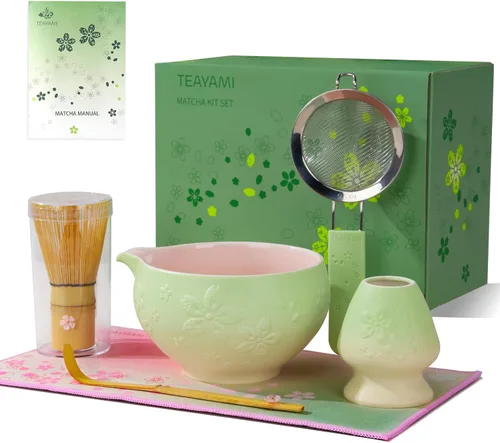 Miniatura 14 de Juego de batidor de matcha, juego de 6 piezas de matcha incluye cuenco matcha, innovador batidor y cuchara de bambú con bonito dije, soporte Chasen