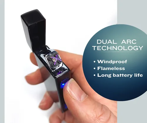Miniatura 2 de Encendedor eléctrico de doble arco, recargable, USB, resistente al viento, de plasma, sin llama, para hombres (estilo 12 - sol/luna)