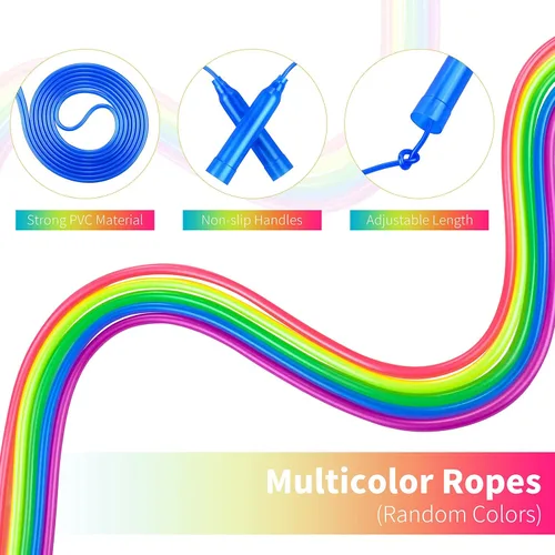 Miniatura 3 de Aneco Paquete de 30 cuerdas de saltar para niños, 7.3 pies, cuerdas de saltar coloridas para niños, grandes actividades deportivas, regalos