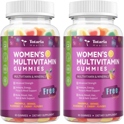 Miniatura 10 de Totaria (2 piezas) Gomitas multivitamínicas sin azúcar para mujeres de 14+ con inositol, hierro, ácido fólico, biotina, gomitas multivitamínicas