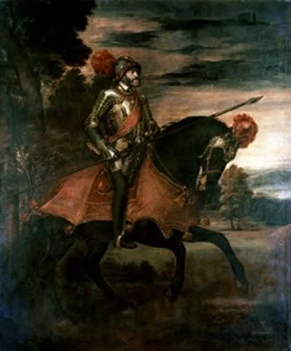 Carlos V en la batalla de Muhlberg 1548 Tiziano (ca1485-1576 Italiano) Óleo sobre lienzo Museo del Prado Madrid España Póster Impresión (18 x 24)