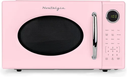Miniatura 31 de Nostalgia Horno microondas retro compacto para encimera, 0.7 pies cúbicos, 700 vatios con pantalla digital LED, bloqueo para niños, interior fácil