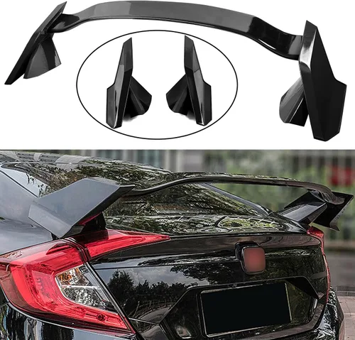 Miniatura 3 de Alerón tipo R estilo negro brillante para Honda Civic 4 puertas Sedan 2016 2017 2018 2019 2020 2021