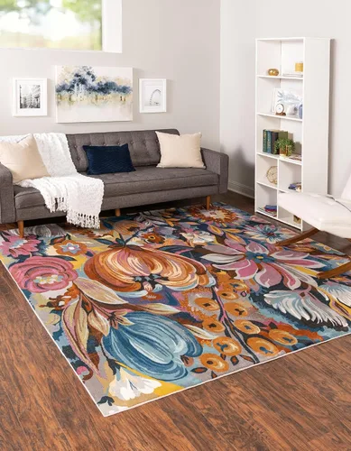 Miniatura 7 de Unique Loom Blossom Collection - Alfombra rectangular (2 x 3 pies, rectangular, multicolor y negro)